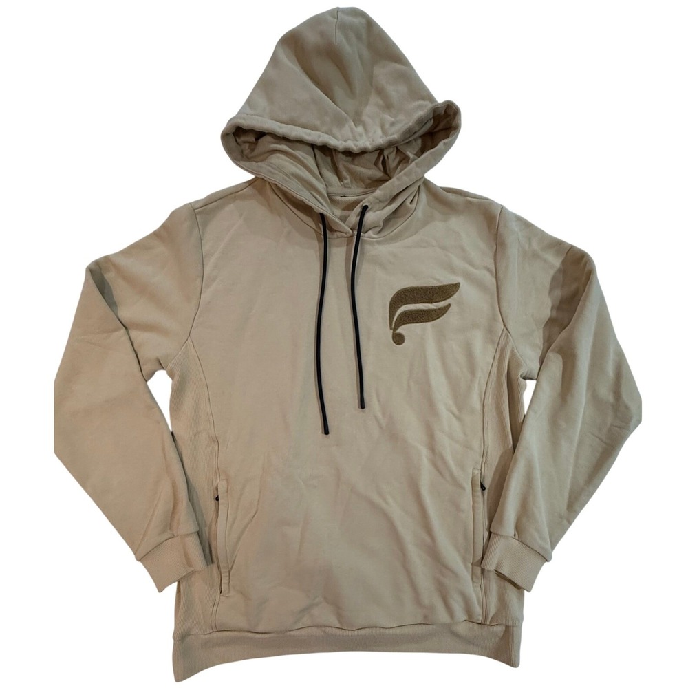Fabletics The Courtside Graphic Hoodie Khaki Chenille Logo Mens Size Large (42)